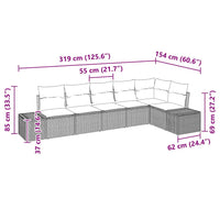 Tuin Sofa Set Met Kussen 6 Pcs Lichtgrijs Poly Riet