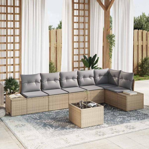 Tuin Sofa Set Met Kussen 6 Pcs Lichtgrijs Poly Riet
