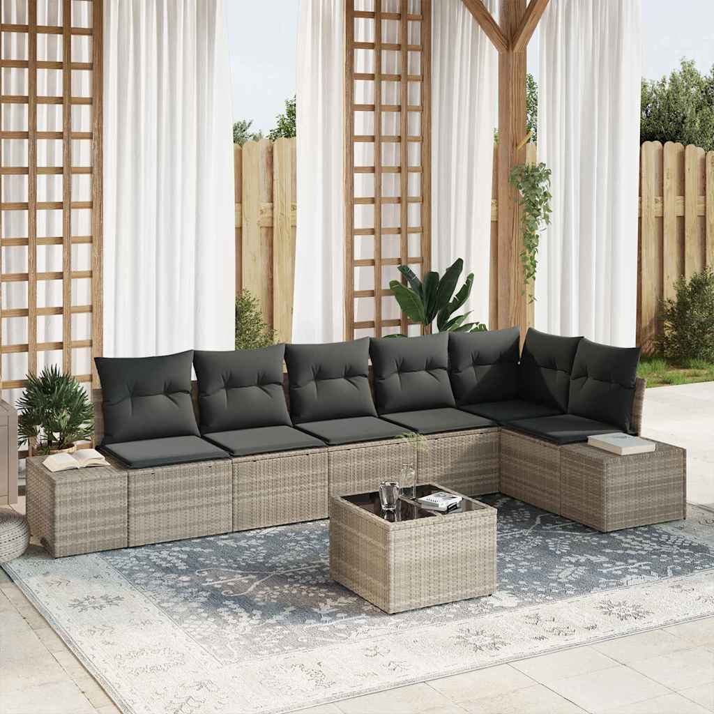 Tuin Sofa Set Met Kussen 6 Pcs Lichtgrijs Poly Riet