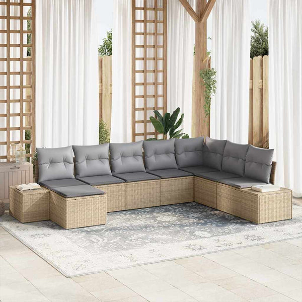 Tuin Sofa Set Met Kussen 9 Pcs 319 X 209 X 85 Cm Poly Riet
