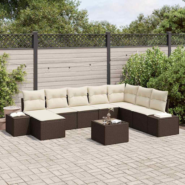 Tuin Sofa Set Met Kussen 9 Pcs 319 X 209 X 85 Cm Poly Riet