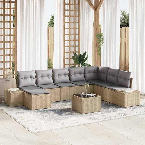 Tuin Sofa Set Met Kussen 9 Pcs 319 X 209 X 85 Cm Poly Riet