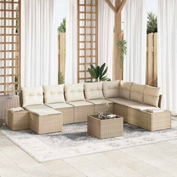 Tuin Sofa Set Met Kussen 9 Pcs 319 X 209 X 85 Cm Poly Riet