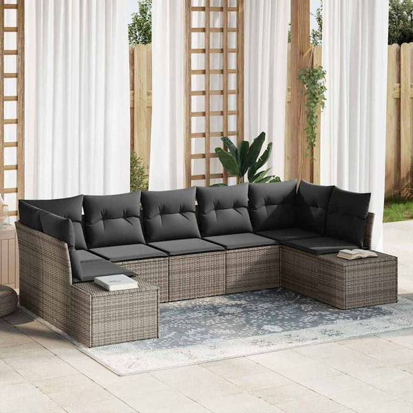 Tuin Sofa Set Met Kussen 7 Pcs Poly Riet