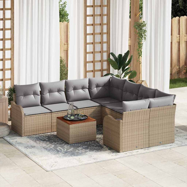 Tuin Sofa Set 9 Pcs Poly Riet