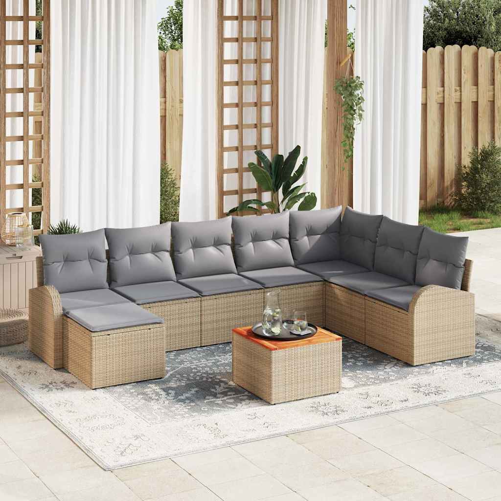 Tuin Sofa Set Met Kussen 9 Pcs Poly Riet