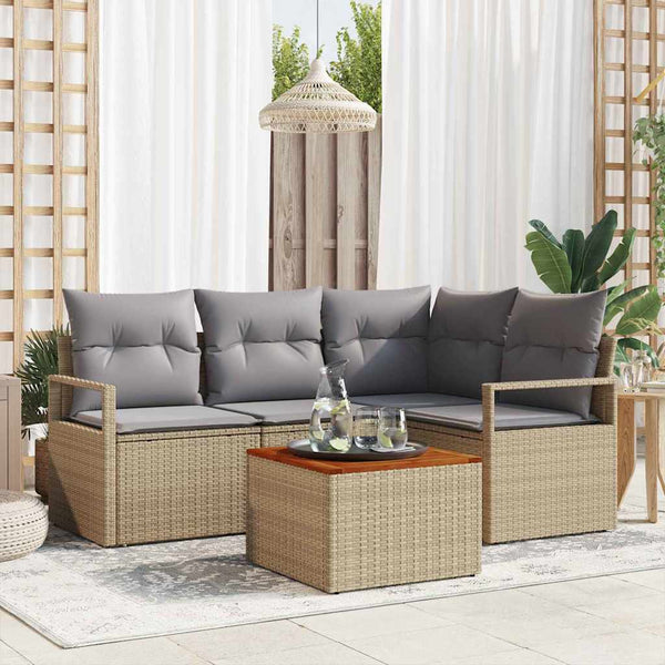 Tuin Sofa Set Met Kussen 5 Pcs Poly Riet