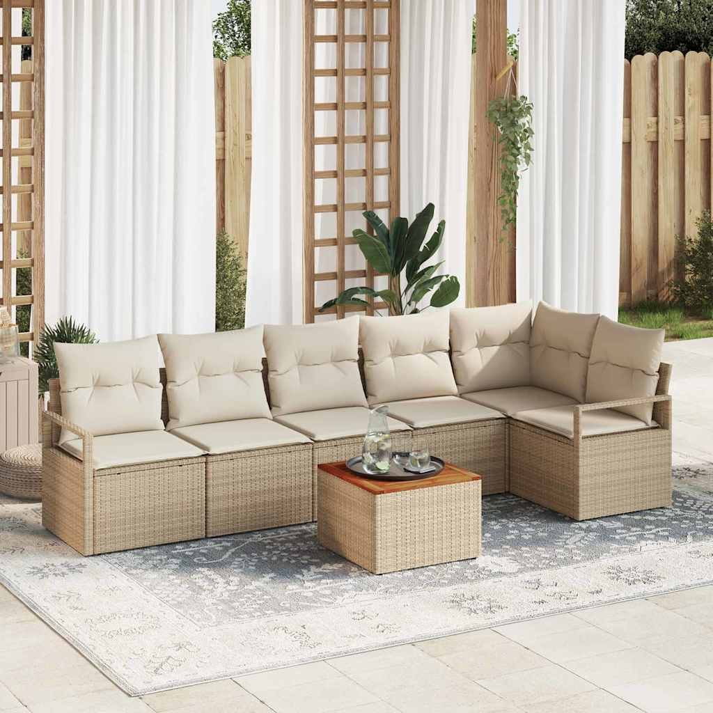 Tuin Sofa Set Met Kussen 7 Pcs Poly Riet