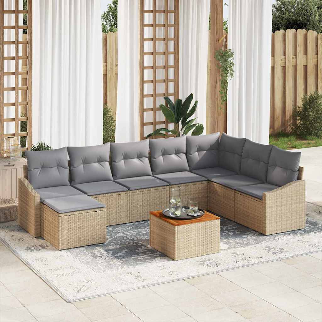 Tuin Sofa Set Met Kussen 9 Pcs Poly Riet