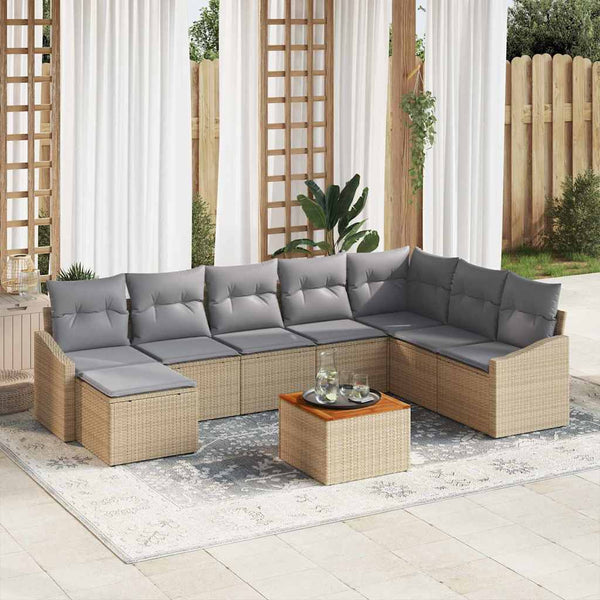 Tuin Sofa Set Met Kussen 9 Pcs Poly Riet
