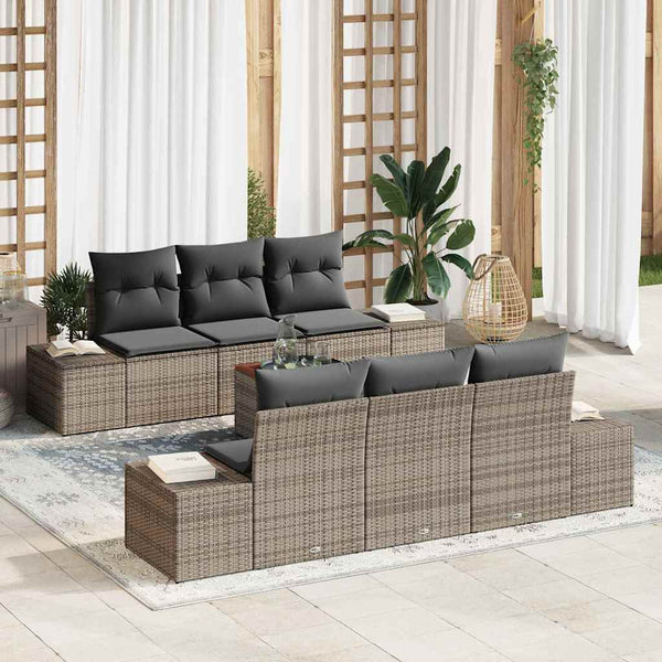 Tuin Sofa Set Met Kussen 7 Pcs Poly Riet