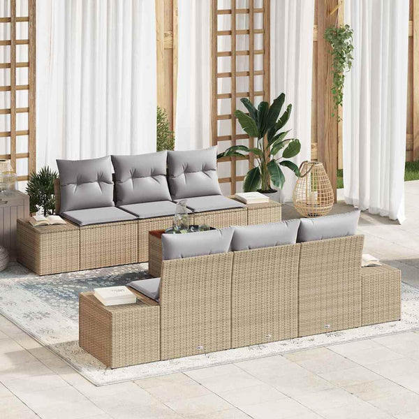Tuin Sofa Set Met Kussen 7 Pcs Poly Riet