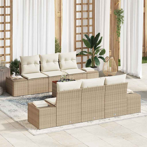 Tuin Sofa Set Met Kussen 7 Pcs Poly Riet