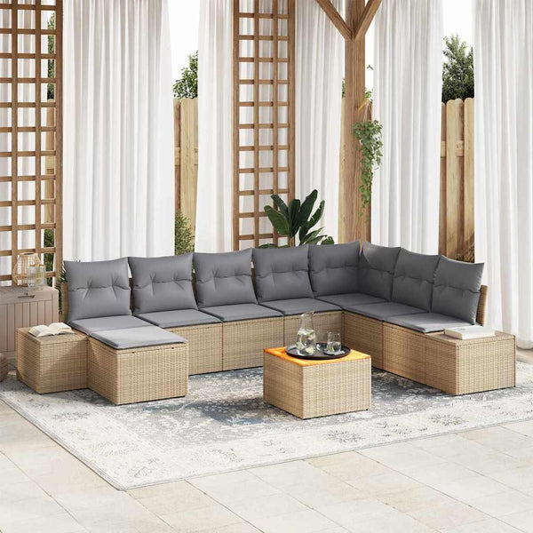 Tuin Sofa Set Met Kussen 9 Pcs Poly Riet