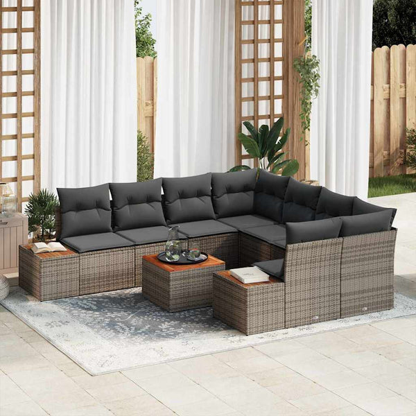 Tuin Sofa Set Met Kussen 9 Pcs Poly Riet