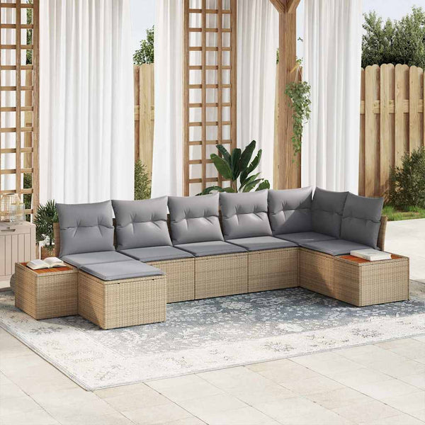 Tuin Sofa Set Met Kussen 7 Pcs Poly Riet
