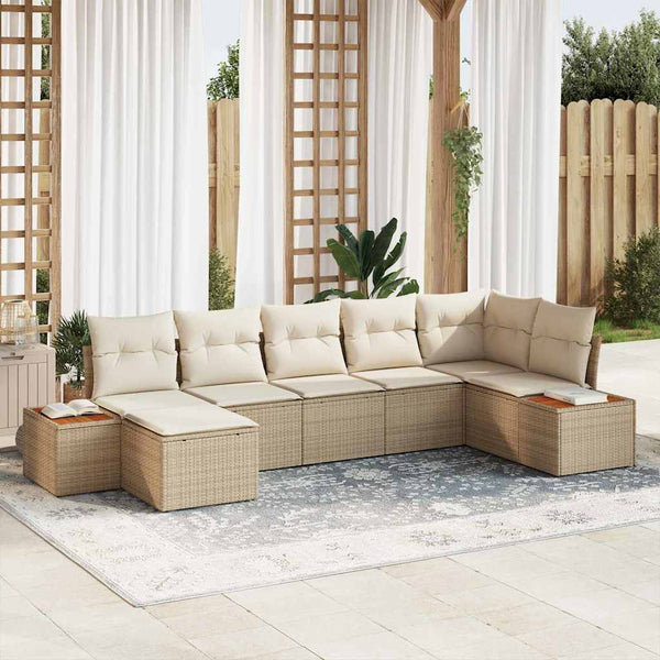 Tuin Sofa Set Met Kussen 7 Pcs Poly Riet