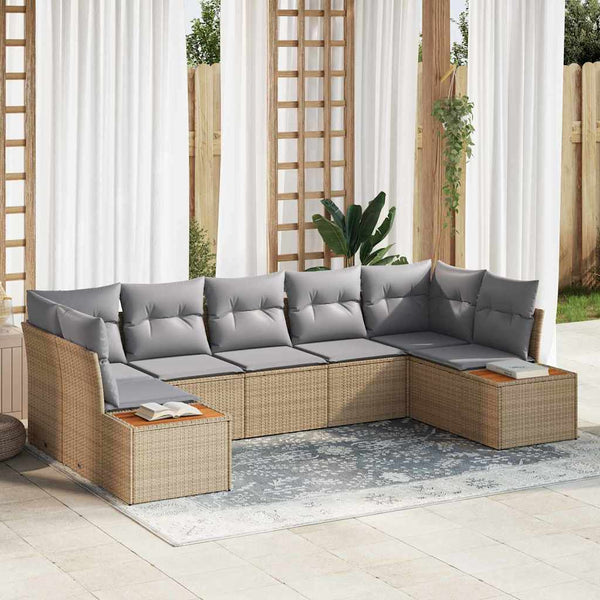 Tuin Sofa Set Met Kussen 7 Pcs Poly Riet