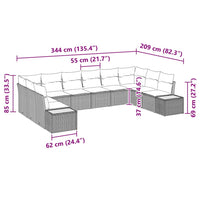Tuin Sofa Set Met Kussen 10 Pcs Poly Riet