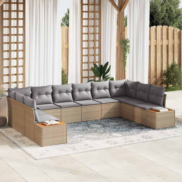 Tuin Sofa Set Met Kussen 10 Pcs Poly Riet