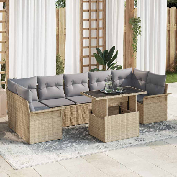 Tuin Sofa Set Met Kussen 8 Pcs Poly Riet