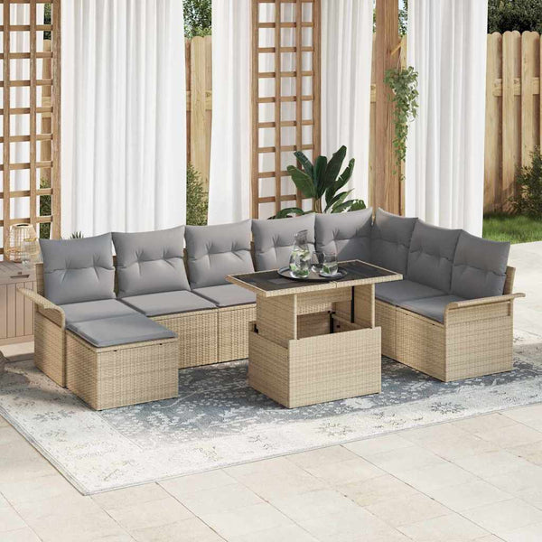 Tuin Sofa Set Met Kussen 9 Pcs Poly Riet