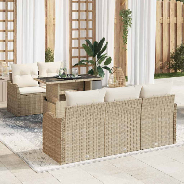 Tuin Sofa Set Met Kussen 6 Pcs Poly Riet