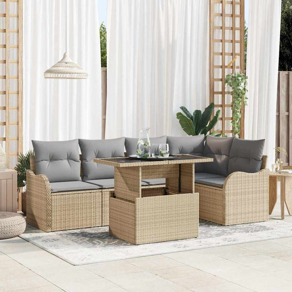 Tuin Sofa Set Met Kussen 6 Pcs Poly Riet