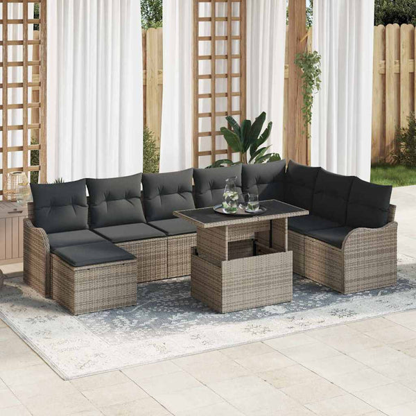 Tuin Sofa Set Met Kussen 9 Pcs Poly Riet