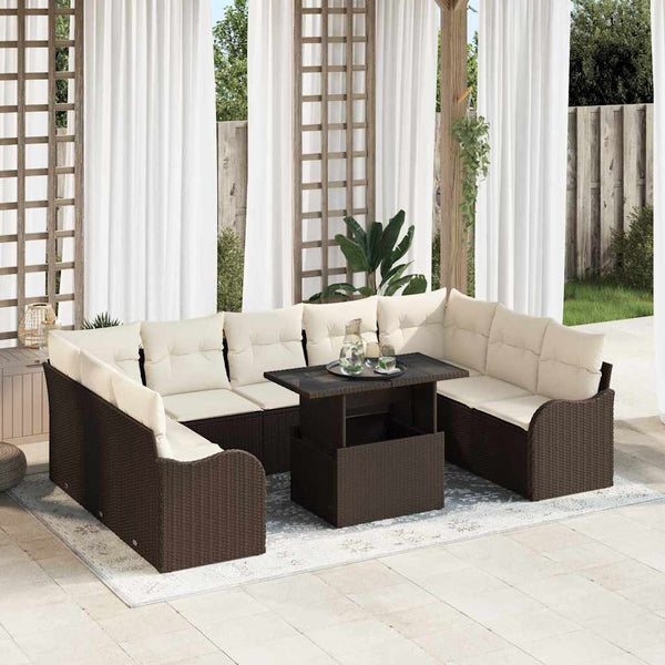 Tuin Sofa Set Met Kussen 10 Pcs Poly Riet