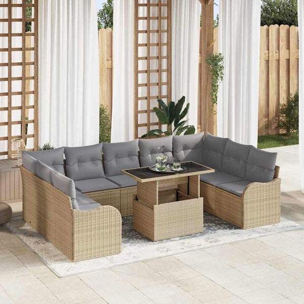 Tuin Sofa Set Met Kussen 10 Pcs Poly Riet
