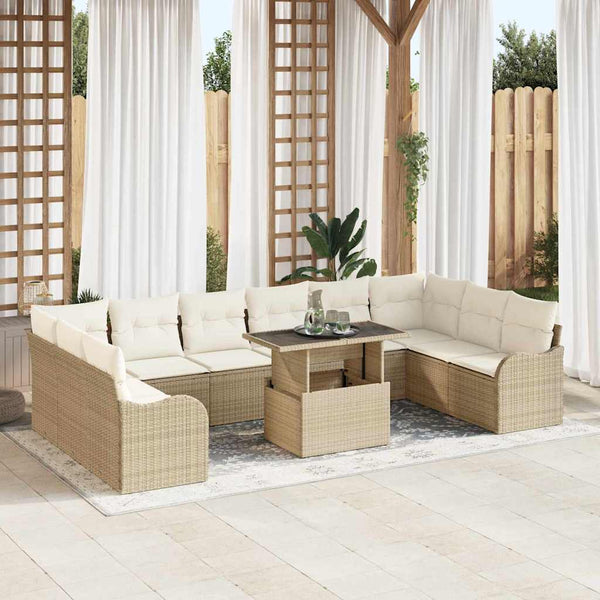 Tuin Sofa Set Met Kussen 11 Pcs Poly Riet