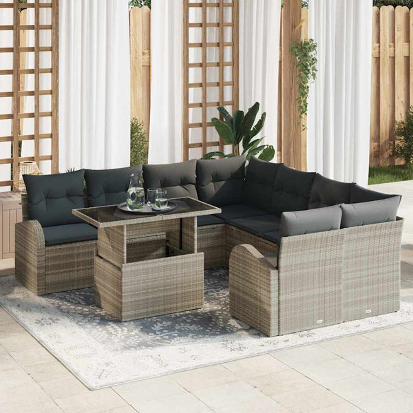 Tuin Sofa Set Met Kussen 9 Pcs Poly Riet