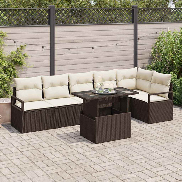 Tuin Sofa Set Met Kussen 7 Pcs Poly Riet