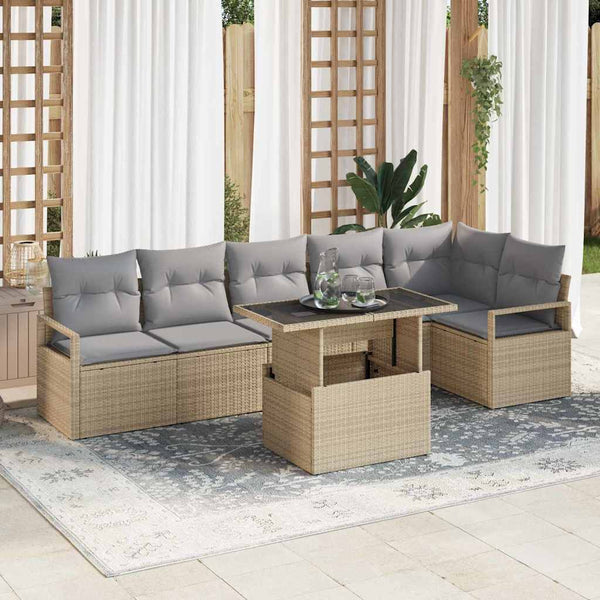 Tuin Sofa Set Met Kussen 7 Pcs Poly Riet