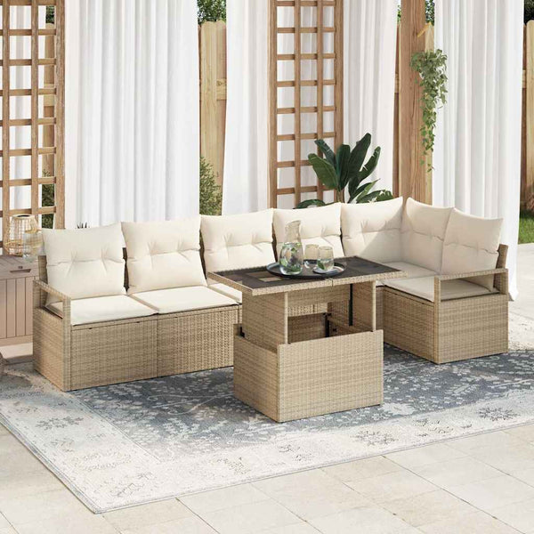 Tuin Sofa Set Met Kussen 7 Pcs Poly Riet