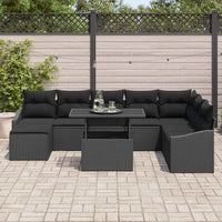 Tuin Sofa Set 9 Pcs Poly Rattan, Gepoedercoat Staal
