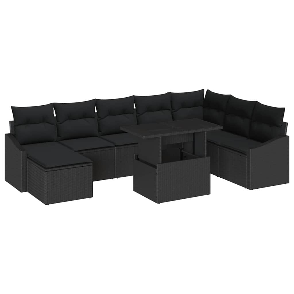 Tuin Sofa Set 9 Pcs Poly Rattan, Gepoedercoat Staal