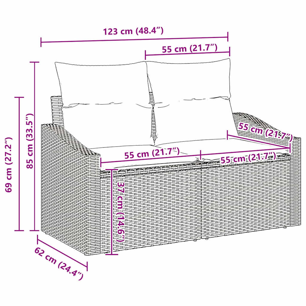 Tuin Eetset Met Kussen 100 X 55 X 73 Cm