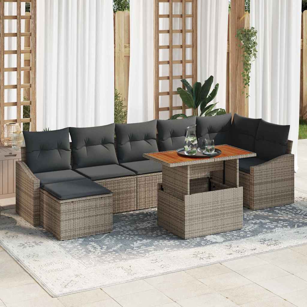 Tuin Eetset Met Kussen 8 Pcs En Bruin