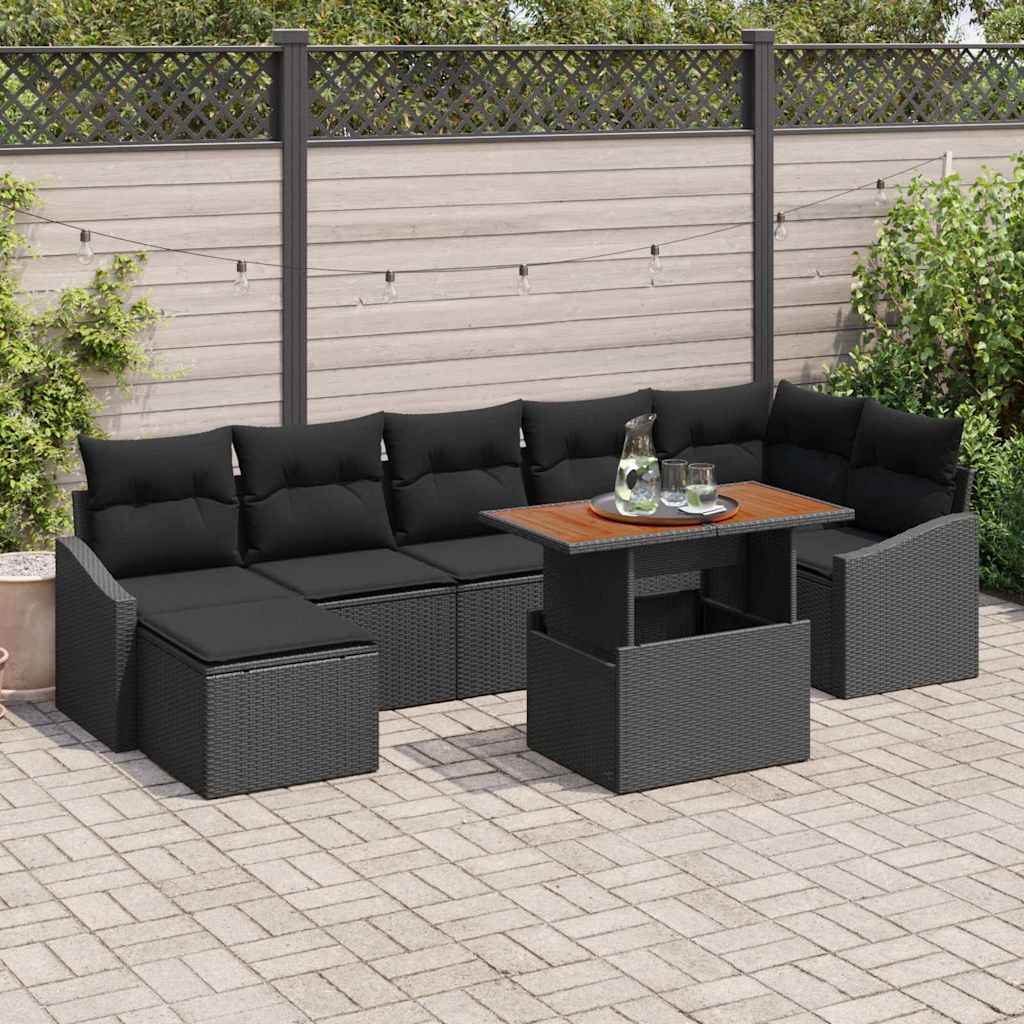 Tuin Eetset Met Kussen 8 Pcs En Bruin