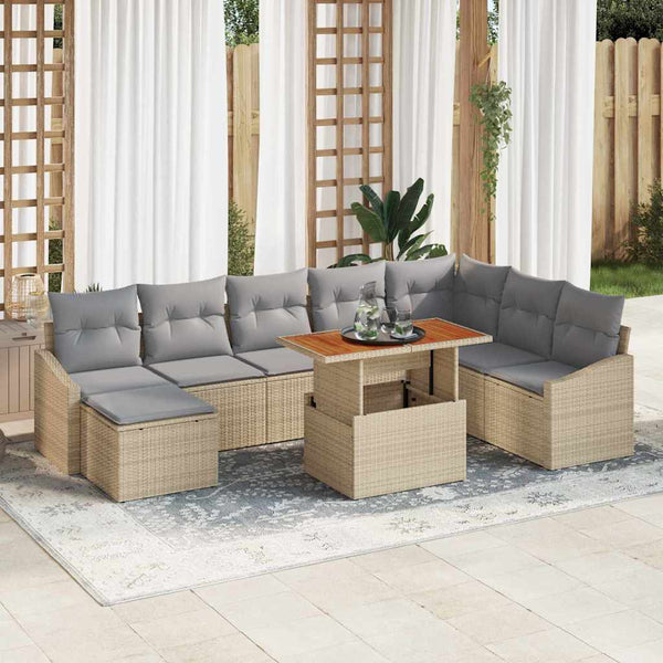Tuin Eetset Met Kussen 9 Pcs