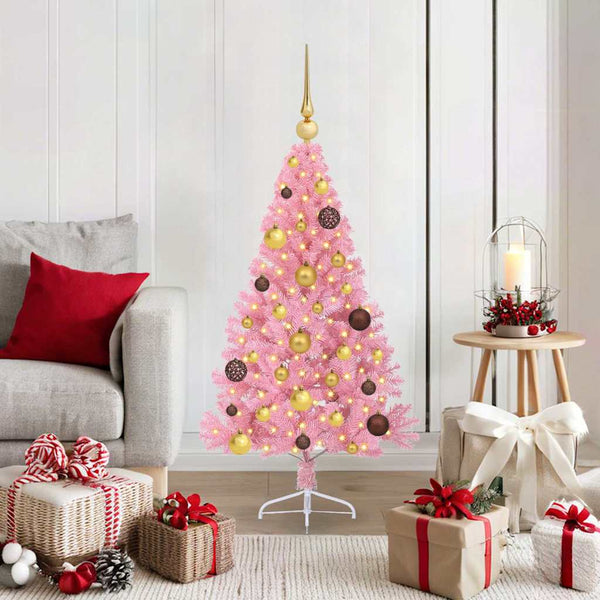 Kunstmatig Voorverlicht Kerstboom Met 300 Led Pvc Roze