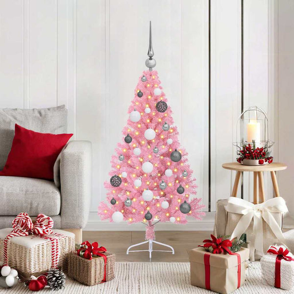 Kunstmatig Voorverlicht Kerstboom Met 300 Led Pvc Roze