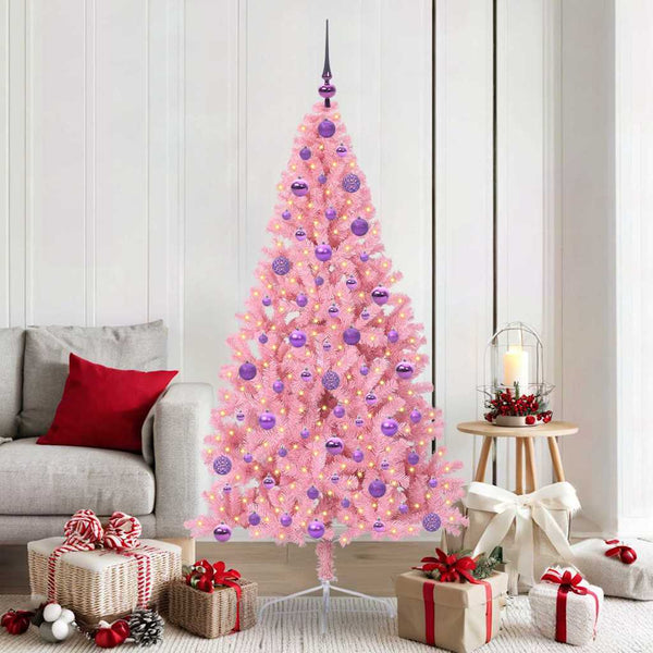 Kunstmatig Voorverlicht Kerstboom Met 300 Led Pvc Roze