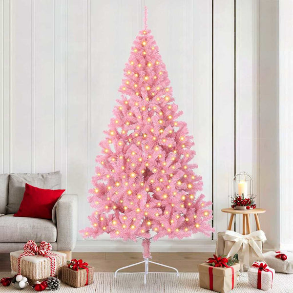 Kunstmatig Voorverlicht Kerstboom Met 300 Led Pvc Roze