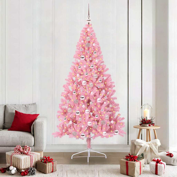 Kunstmatig Voorverlicht Kerstboom Met 300 Led Pvc Roze