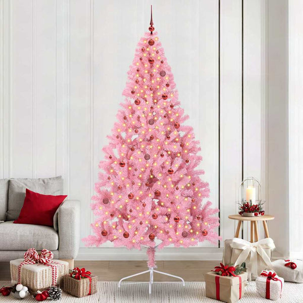 Kunstmatig Voorverlicht Kerstboom Met 300 Led Pvc Roze