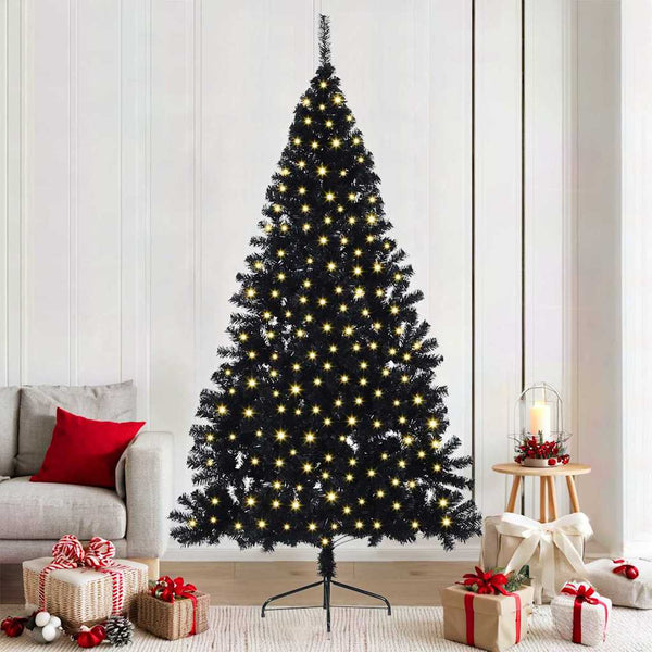 Kunstmatig Voorverlicht Kerstboom Met 300 Led Pvc Zwart