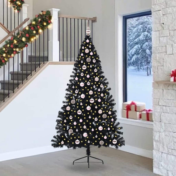 Kunstmatig Voorverlicht Kerstboom Met 300 Led Pvc Zwart